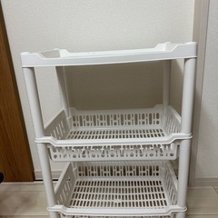 キッチン収納 隙間収納 3段 ホワイト キャスター付の画像