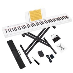 【新品未使用】電子ピアノ 88鍵盤スタンド付き 軽量 ポータブル...