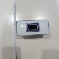 陶芸　平安東寿造　染付　魚絵　角瓶　花瓶　フラワ－ベ－ス　置物の画像