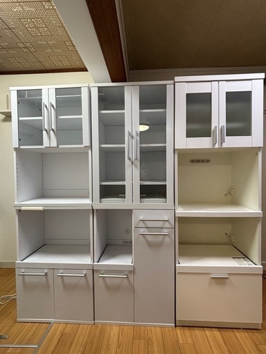 食器棚　ホワイト　分離型　ニトリ