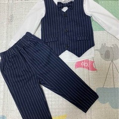 SHEIN スーツセット 90 ネイビー ストライプ　男の子の画像
