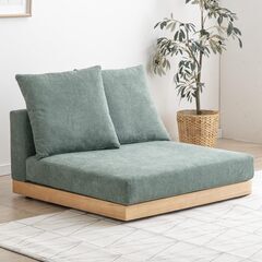 24F 未使用/新品　組立商品　在庫3点　ソファー 一人掛け 1P ロータイプ クッション 2個付 カバーリング 北欧ファブリック セージグリーンの画像
