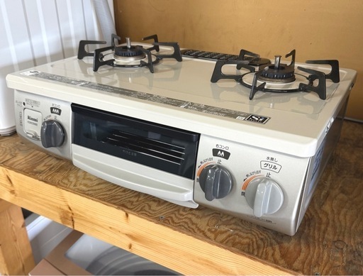 お引取り限定 17年製 リンナイ LPガス用コンロ 2口ガステーブル KGM33NBEL 左強火力