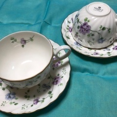 コーヒーカップ　白花柄　6客