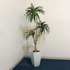 CT触媒リアル大型フェイクフラワー＆グリーン　フェイク葉・植物インテリア装飾　観葉植物　角型陶器鉢付き　展示品・アウトレットの画像