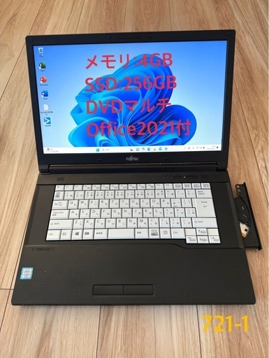 721-1 Office21&Win11DVDマルチ搭載富士通LIFEBOOK A576/P メモリ4GB SSD256GB