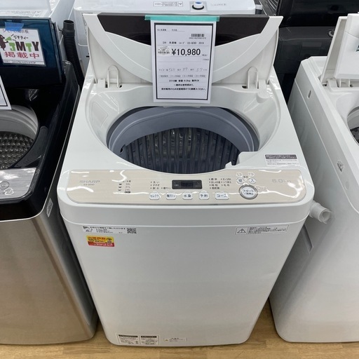 【ドリーム川西店御来店限定】シャープ/洗濯機/ES-GE6D/6.0kg/2019年製/クリーニング済み 【2002146255601970】