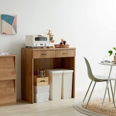 【新品未使用、組立済】LOWYA キッチンカウンター（ゴミ箱収納...