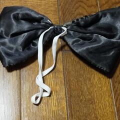 デカリボン　ゴム付き　約24cm　大きいりぼん　ドット　ブラックの画像