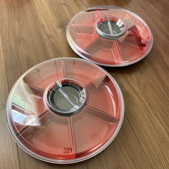 赤黒プラスチック製分割皿　2つセット　お花見　手巻き寿司