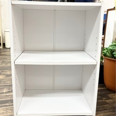 【中古品】キャスター付き 2段 カラーボックス 収納家具 ホワイ...