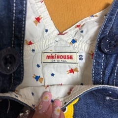 80cm★miki HOUSE デニムオーバーオールの画像