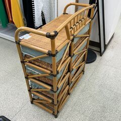 4段ラタンチェスト　TJ11364の画像
