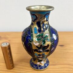 中国 骨董 七宝焼 小さな一輪挿し 花瓶 アンティーク ビンテージ H10.5の画像