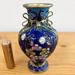 中国 骨董 七宝焼 小さな一輪挿し 花瓶 アンティーク ビンテージ H10.5の画像
