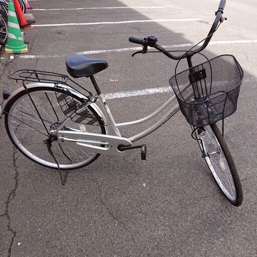 4/28売済ABELIA 自転車 27インチ シルバー カゴ付き
