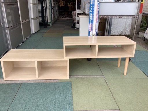 【リサイクルサービス八光】幅１３７cm 　伸縮式　テレビボード　ナチュラル