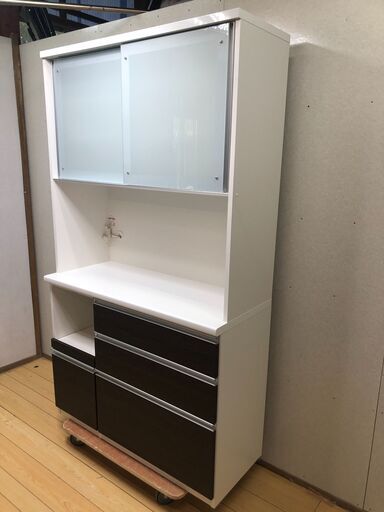  美品【松田家具】ビガーレンジ ダーク 1200 幅約117㎝ 高さ約205㎝ モイス仕様 キッチンボード ダイニングボード 食器棚 