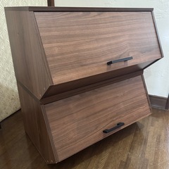 木製 扉付異形棚2個セット(連結式)