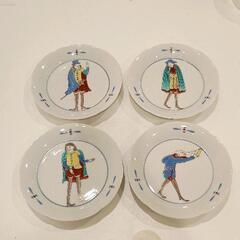 0417-288 色絵蘭人 梅型取皿揃×4客　九谷焼