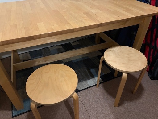 テーブル＋丸イス(4/28まで)IKEA NORDEN 18811 (みたぱち) 伊勢