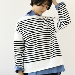 SIMPLICITE ストライプ 長袖カットソー ボーダープルオーバー　Tシャツの画像