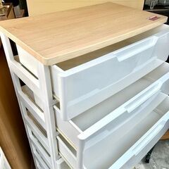【武蔵小山店】 プラチェスト　7段　チェスト　ワイド　衣類収納　タンス　箪笥　引き出し　ウッドトップ　白　ホワイトの画像