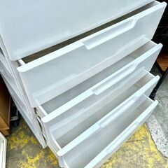 【武蔵小山店】 プラチェスト　7段　チェスト　ワイド　衣類収納　タンス　箪笥　引き出し　ウッドトップ　白　ホワイトの画像