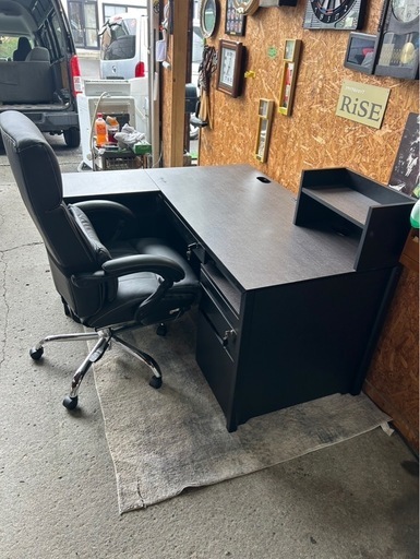 D1607 システムデスク　L字デスク　鍵付き　4ピース