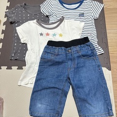 子供服お下がり100サイズ男の子☆半袖Tシャツデニムハーフパンツ