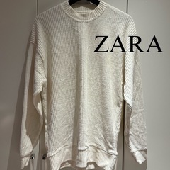 ZARA ベルベット調リブニットトップス