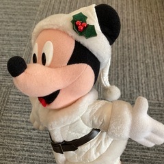 Disney ★ ミッキーマウス　ホワイト　サンタ　ぬいぐるみ　レトロ　希少の画像
