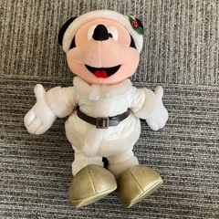 Disney ★ ミッキーマウス　ホワイト　サンタ　ぬいぐるみ　レトロ　希少の画像