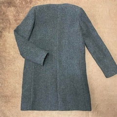 新品未使用 UNIQLO ユニクロ ウール 撥水 ノーカラーコート グレーの画像