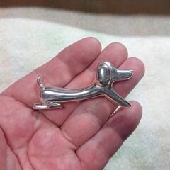 ⑤金属製　置物　ダックスフント　レトロ　アンティーク　箸置きの画像