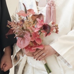 結婚式ブーケ　アーティシャルフラワー　ブーケ　ブートニアの画像