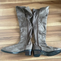 バックスキン調 ジップアップ ストレッチ ニーハイブーツ 24セ...