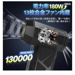 [新品未使用品]　エアダスター ブロワー 最大風速 52m/s 130000RPM 4段階風力の画像