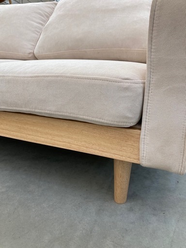 kj125】Moss 2人掛けコーデュロイソファ スェード ナチュラル 天然木