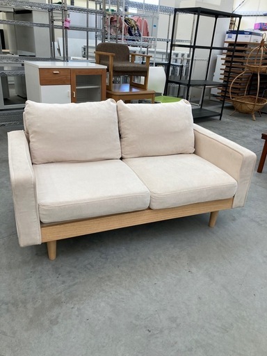 【kj125】Moss 2人掛けコーデュロイソファ スェード ナチュラル 天然木　　検)一人暮らし　ファミリー　冷蔵庫　洗濯機　オフィス　事務　テーブル　ラック　収納　家具　ソファ ダイニング 食器棚 キッチン
