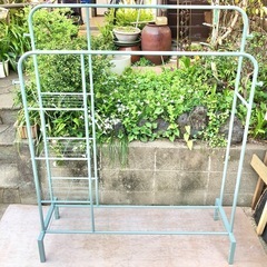 綺麗 ハンガーラック ターコイズブルー シェルフ付き ☆配送応相談☆の画像