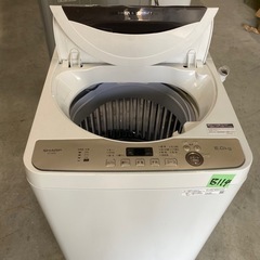 NO B114 🌈福岡市内配送設置無料✨🌈シャープ SHARP 全自動洗濯機 幅56.5cm(ボディ幅52.0cm) 6kg ステンレス穴なし槽 ブラウン系 ES-GE6E-T 2020年の画像