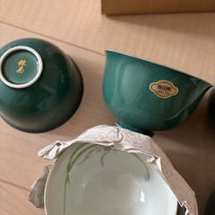 有田焼　緑湯呑み5個組　新品未使用の画像