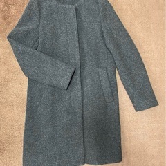 新品未使用 UNIQLO ユニクロ ウール 撥水 ノーカラーコート グレーの画像