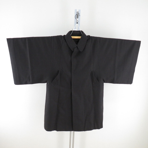 着物コート 男性用 角袖コート ウール・ポリエステル 黒茶色 男物和装コート 防寒 メンズ着物用 身丈101cm