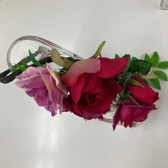 ガラスの靴　バラ造花付き　置物の画像