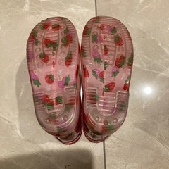 子供用 長靴 16cm 女の子 いちご柄 長ぐつ　　　の画像