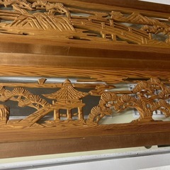 欄間建具　　2枚　　昭和レトロ　松　雲　橋　お城