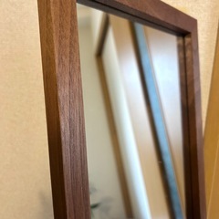 スタンドミラー ニトリ 木目 ウッドブラウンの画像
