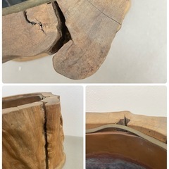 火鉢　切株火鉢　中古品40cm×23.5cmの画像